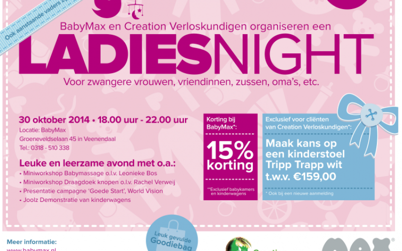 Creation organiseert met ‘Babymax’ 2e ladiesnight op 30 oktober